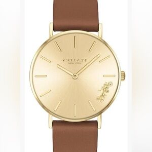 Coach Perry Women’s brown leather strap watch